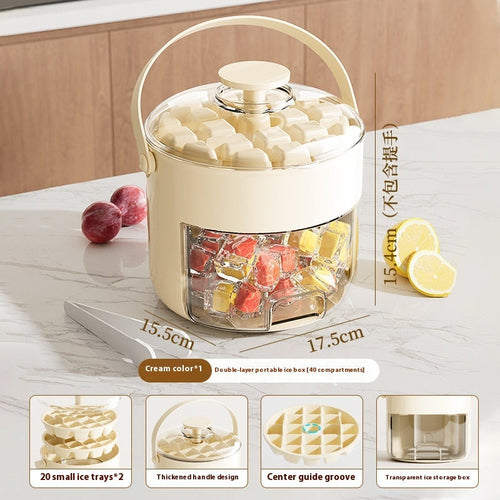 Press & Store Ice Cube Maker – 40-Grid Double Layer Ice Box (Food Grade & Quick Release)