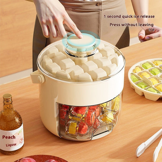Press & Store Ice Cube Maker – 40-Grid Double Layer Ice Box (Food Grade & Quick Release)