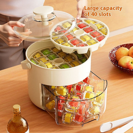Press & Store Ice Cube Maker – 40-Grid Double Layer Ice Box (Food Grade & Quick Release)