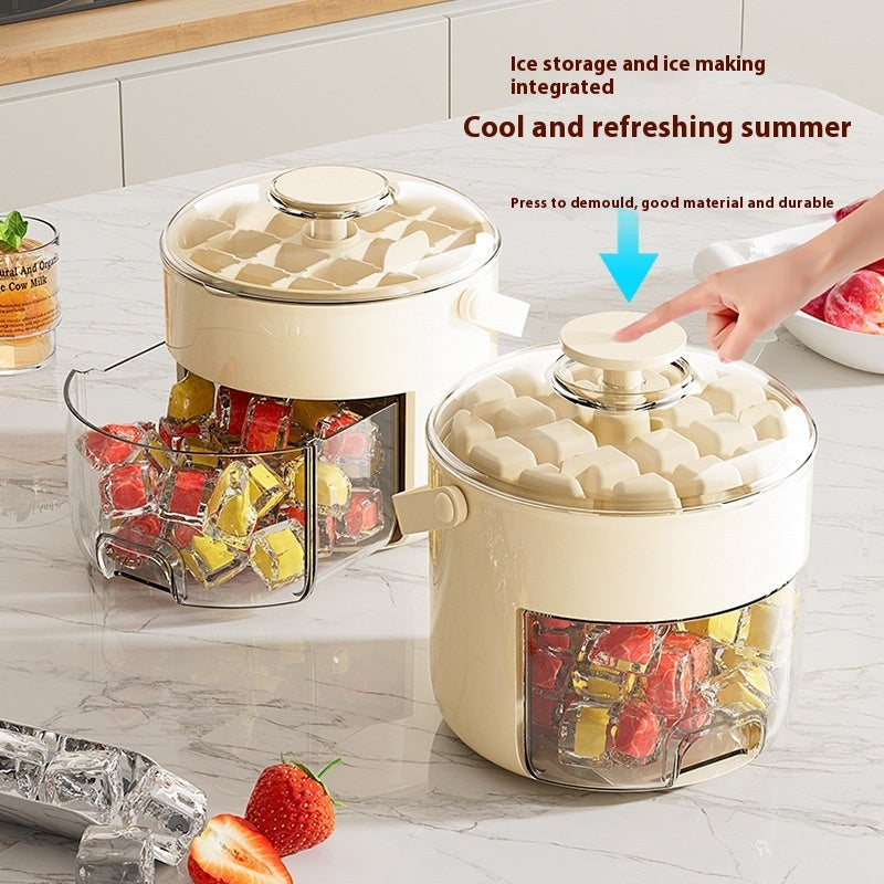 Press & Store Ice Cube Maker – 40-Grid Double Layer Ice Box (Food Grade & Quick Release)